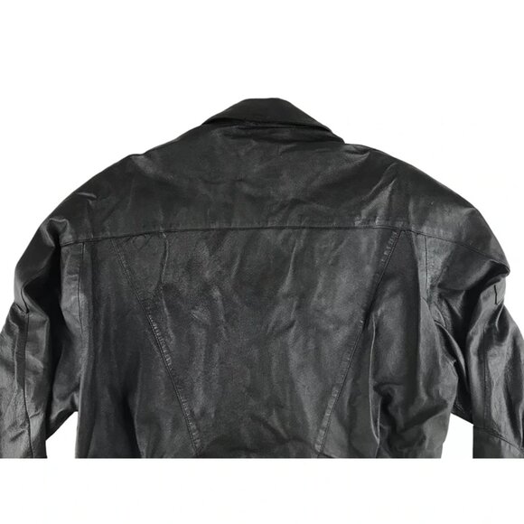 Adler Womens Black Leather Shawl Collar Bomber Motorcycle Jacket Size L - Picture 7 of 10